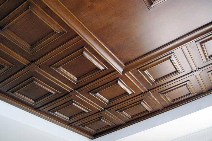 Монтаж подвесного потолка из деревянных панелей / м2