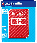 Внешний жесткий диск Store 'n' Go USB 3.0, 1 Тб красный Verbatim
