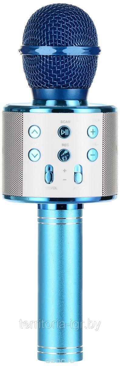 Караоке-микрофон Bluetooth WS-858 синий Handheld ktv - фото 1 - id-p90406091