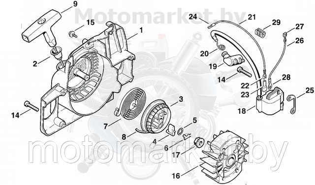 katushka zagigania stihl MS 180, 170, 017, 018, 170 С, 180 С, 171, 181, 190 T, 191 T 