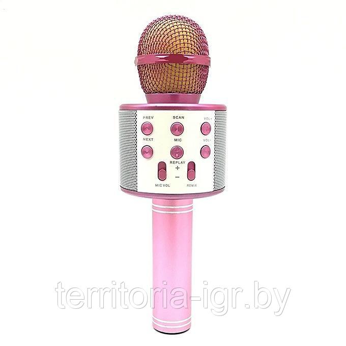 Караоке-микрофон Bluetooth WS-858 розовый Handheld ktv - фото 1 - id-p90421265