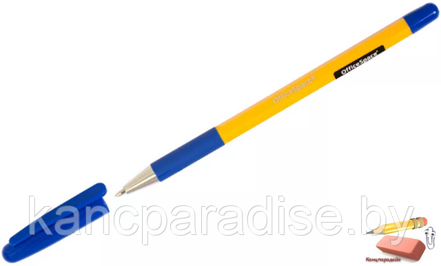 Ручка шариковая OfficeSpace Yellow Stone, 0,7 мм., с резиновым грипом, синяя
