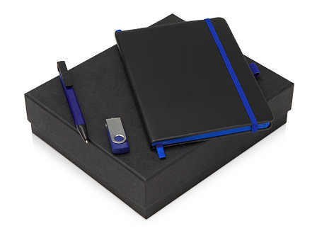 Подарочный набор Q-edge с флешкой, ручкой-подставкой и блокнотом А5, синий, фото 2