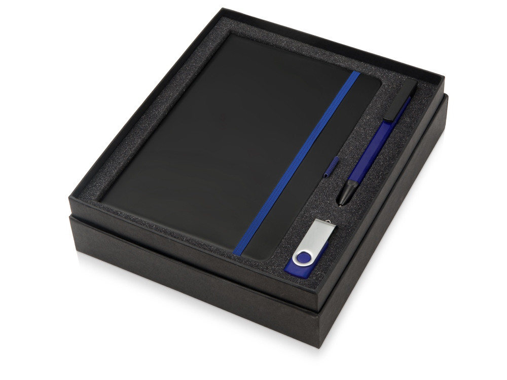 Подарочный набор Q-edge с флешкой, ручкой-подставкой и блокнотом А5, синий - фото 2 - id-p90431942