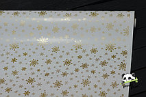 Упаковочная бумага Снежинки золотые на белом фоне