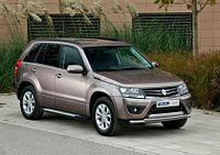 Пороги BMW-Style (кружки) усиленные для Suzuki Grand Vitara II 5-дв 2012-2016. Артикул D173AL.5502.2