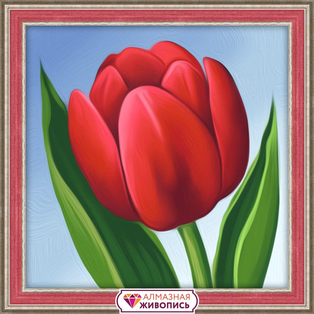 Картина стразами "Красный тюльпан"