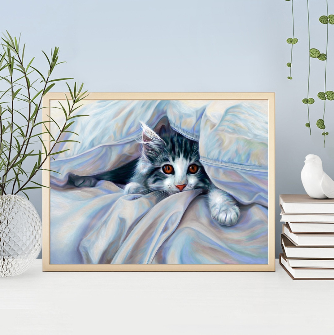 Картина стразами "Кот под одеялом"