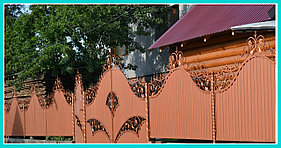 Забор ажурный с кованым рисунком и профнастилом модель 9/1