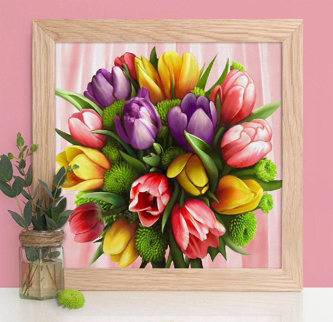 Картина стразами "Букет тюльпанов" - фото 1 - id-p90651454
