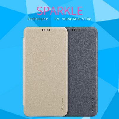 Полиуретановый чехол книга Nillkin Sparkle Leather Case Золотой для Huawei Mate 20 Lite - фото 4 - id-p90726460