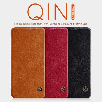 Кожаный чехол Nillkin Qin Leather Case Черный для Samsung Galaxy A8 Star - фото 4 - id-p90726492