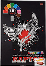 Набор цветного картона Hatber Мое сердце, А4, 10 цветов, 10 листов, металлизированный, в папке