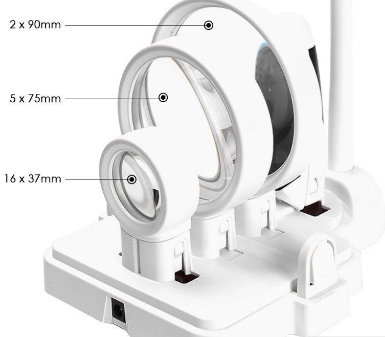 Лупа мультифункциональная настольная с насадками 7760 2X 5X 16X крат - фото 4 - id-p90778219