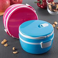 Контейнер пищевой d=15 см с крышкой, приборами и вкладышем "Ланч-бокс", круглый, с ручкой, цвет МИКС, фото 2