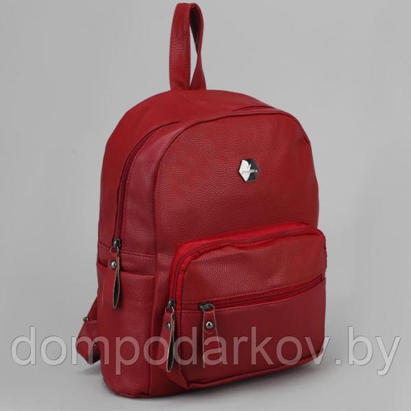 Рюкзак молодёжный, отдел на молнии, 4 наружных кармана, цвет красный - фото 1 - id-p90778961