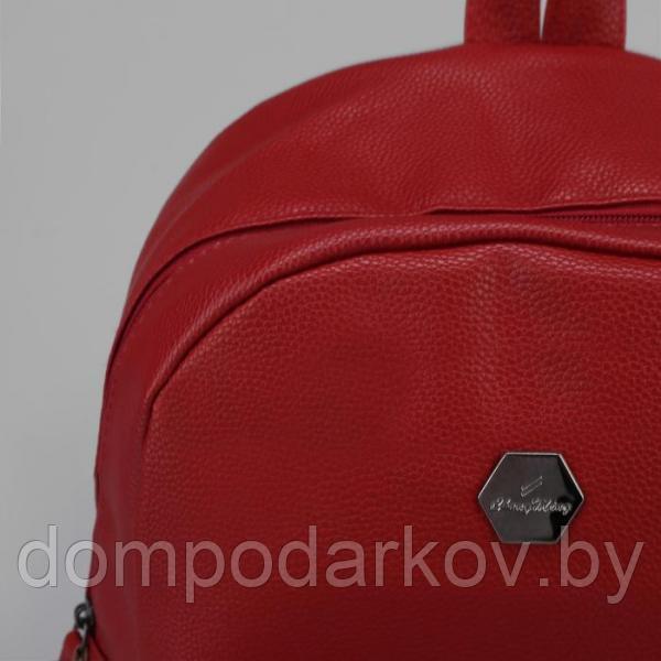 Рюкзак молодёжный, отдел на молнии, 4 наружных кармана, цвет красный - фото 4 - id-p90778961