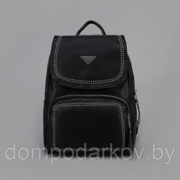 Рюкзак молодёжный, отдел на молнии, 4 наружных кармана, цвет чёрный - фото 2 - id-p90778962