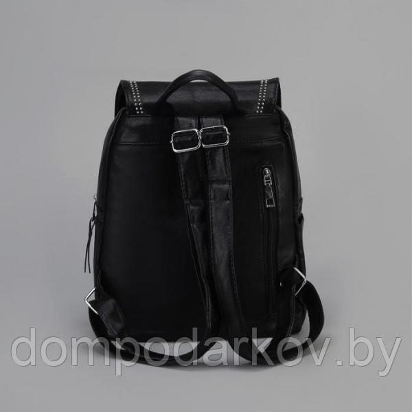 Рюкзак молодёжный, отдел на молнии, 4 наружных кармана, цвет чёрный - фото 3 - id-p90778962