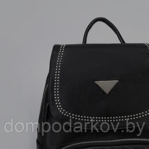 Рюкзак молодёжный, отдел на молнии, 4 наружных кармана, цвет чёрный - фото 4 - id-p90778962