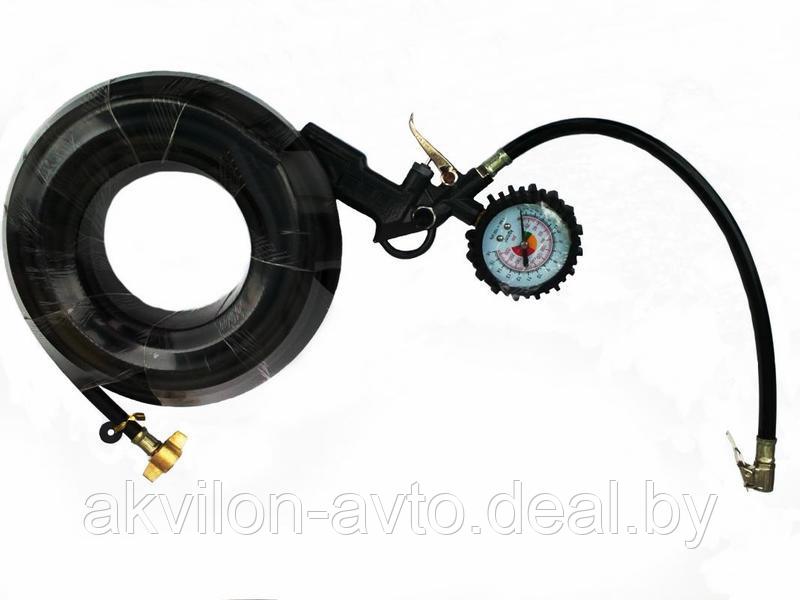 Шланг подкачки колес с манометром и пистолетом (9м, 16атм) - фото 1 - id-p90818212