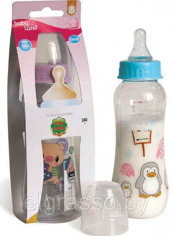 Бутылочка детская 300 мл, соска силикон (0-6), Baby Land