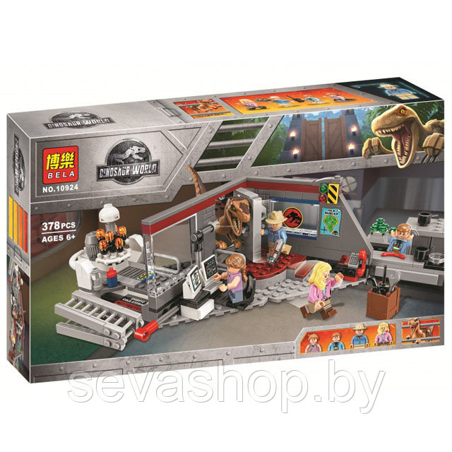 Конструктор Bela 10924 Dinosaur World Охота на рапторов в Парке Юрского Периода (аналог Lego 75932) 378 дет
