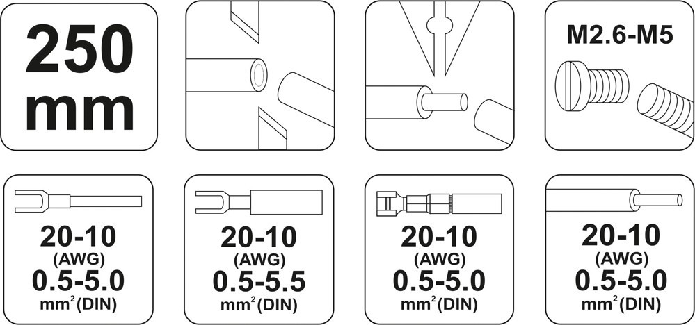 Щипцы для обжима и зачистки проводов (0.5-5.0/20-10 AWG) "Yato"YT-2254 - фото 3 - id-p90909301