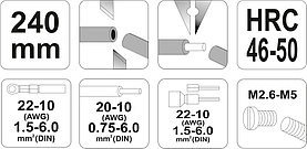 Щипцы для обжима и зачистки проводов (0.75-6.0/22-10 AWG) "Yato"YT-22930, фото 2