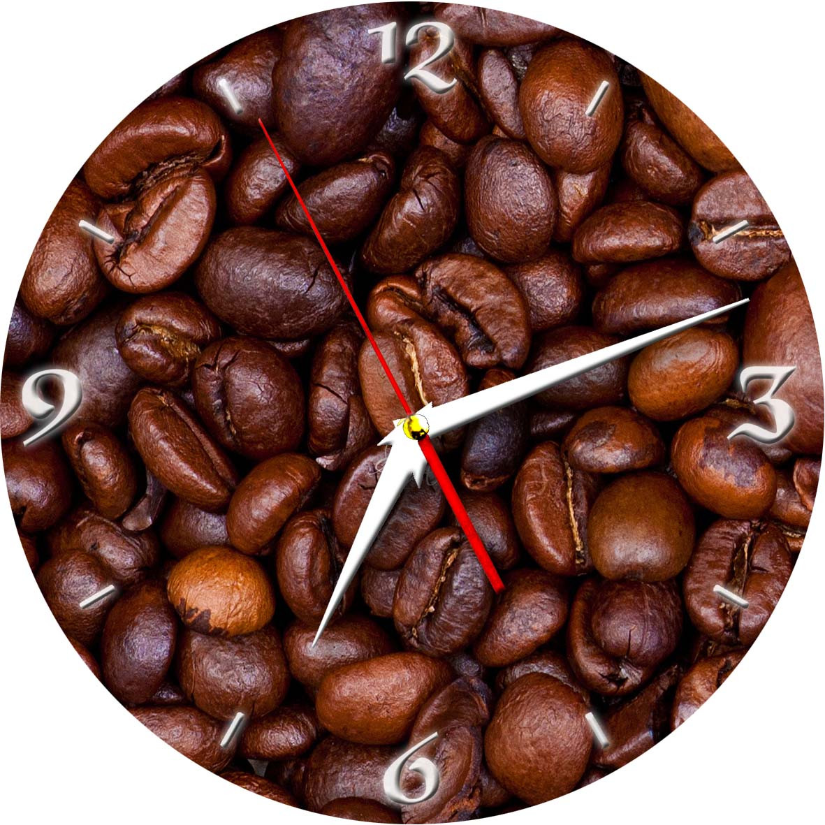 Настенные часы из стекла "Зерна кофе" арт.323