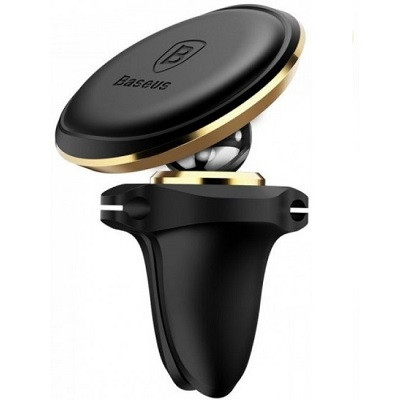 Автодержатель Baseus Magnetic Air Vent Car Mount Holder SUGX-A0V черно-золотой с креплением для кабеля - фото 1 - id-p90947325