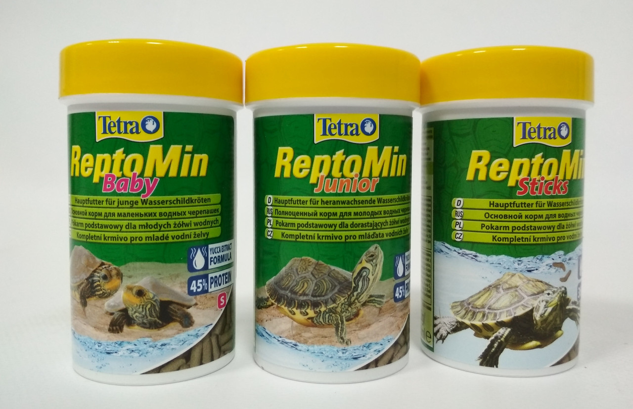 TETRA ReptoMin Baby 100 мл+ReptoMin Junior 100 мл+ReptoMin 100 мл для водных черепах 3 в 1 - фото 1 - id-p90947863