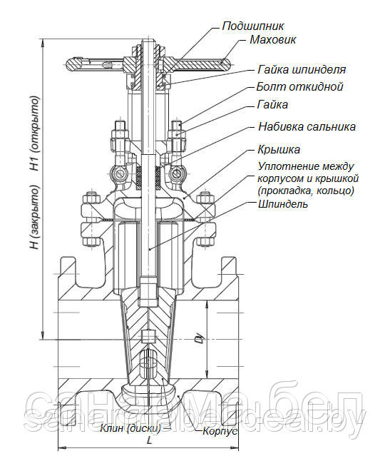 Задвижка стальная литая Ду50 30с41нж Ру16 - фото 6 - id-p1918620