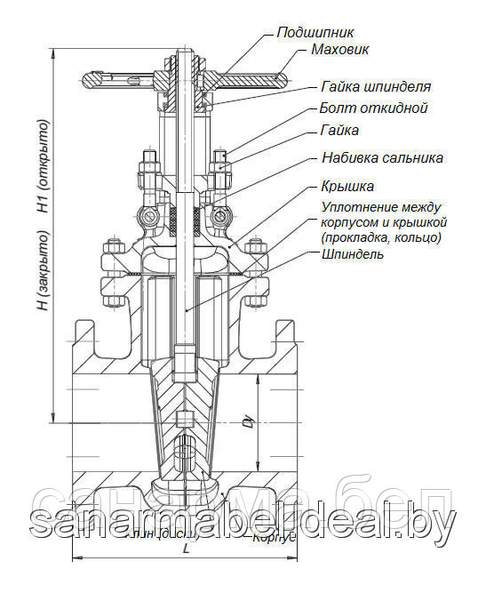 Задвижка стальная литая Ду250 30с41нж Ру16 - фото 6 - id-p4419604