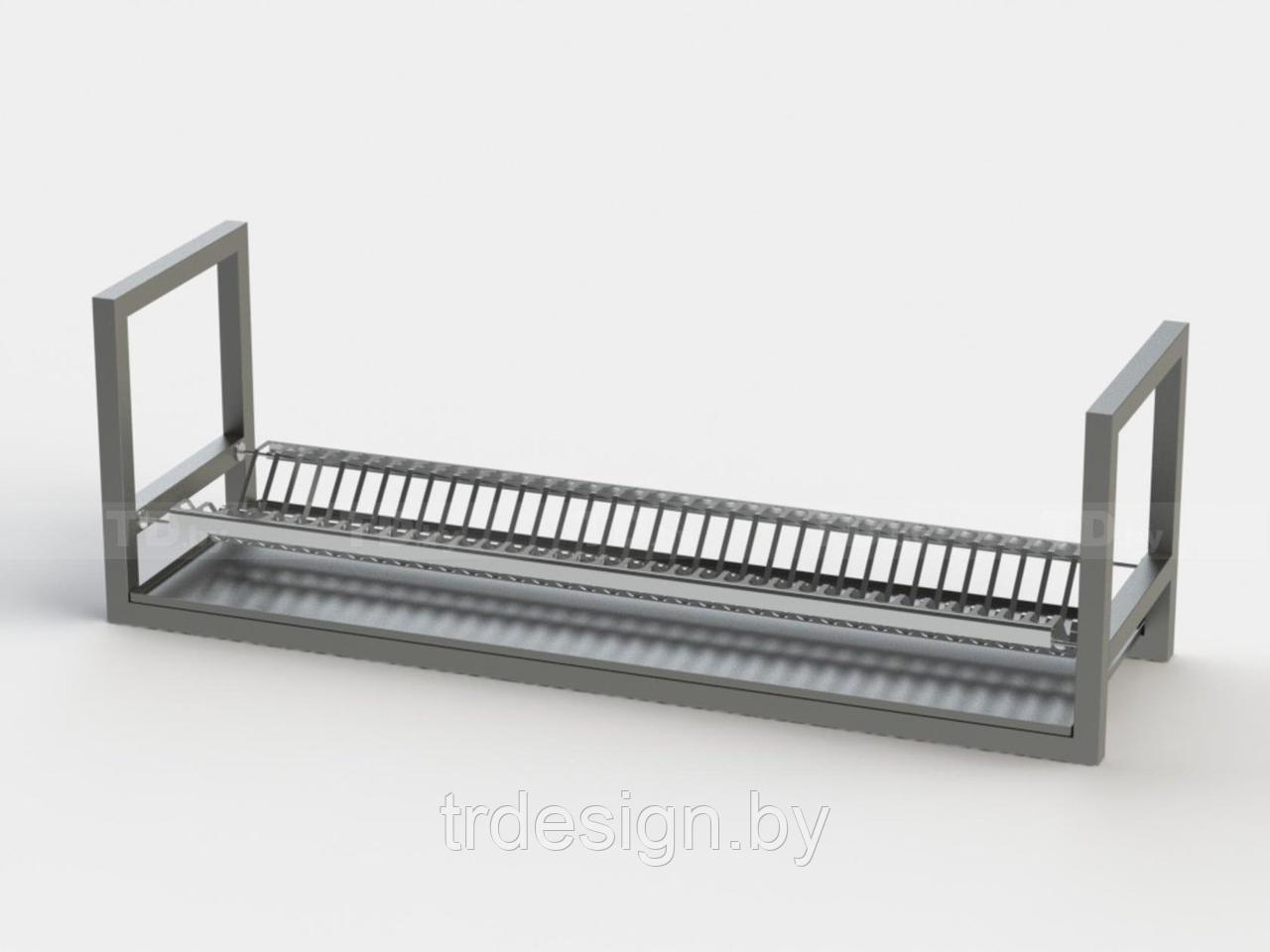 ПОЛКА НАСТЕННАЯ ДЛЯ ПОСУДЫ 580*290*120 (НЕРЖ.СТАЛЬ) НА 18 ТАРЕЛОК