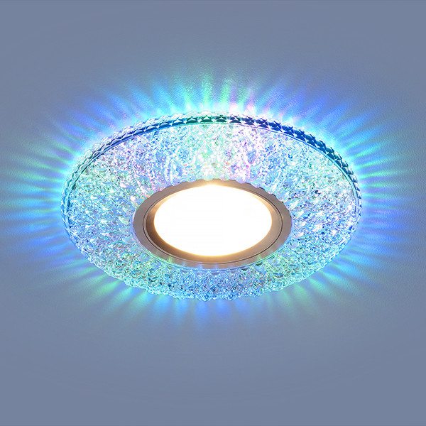 Встраиваемый точечный светильник с LED подсветкой 2220 MR16 CL прозрачный подсветка мульти - фото 1 - id-p90986457