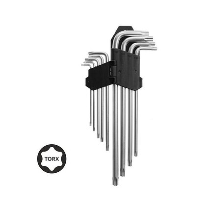 Набор шестигранников TORX T10 - T50, 9шт, длинные (22,5см),AWTOOLS, фото 2