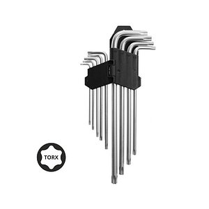 Набор шестигранников TORX T10 - T50, 9шт, длинные (22,5см),AWTOOLS