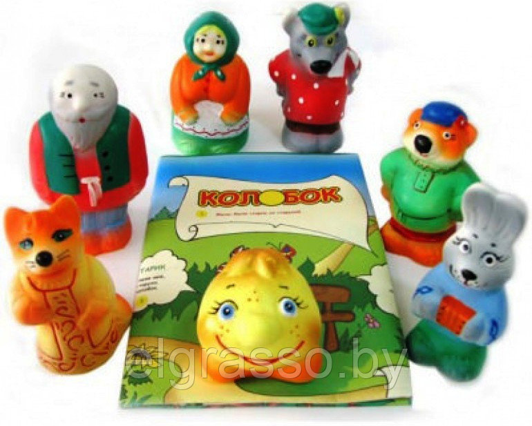 Сказка "Колобок" набор резиновых игрушек, игровое поле, в спец. упаковке, Кудесники - фото 1 - id-p90999209