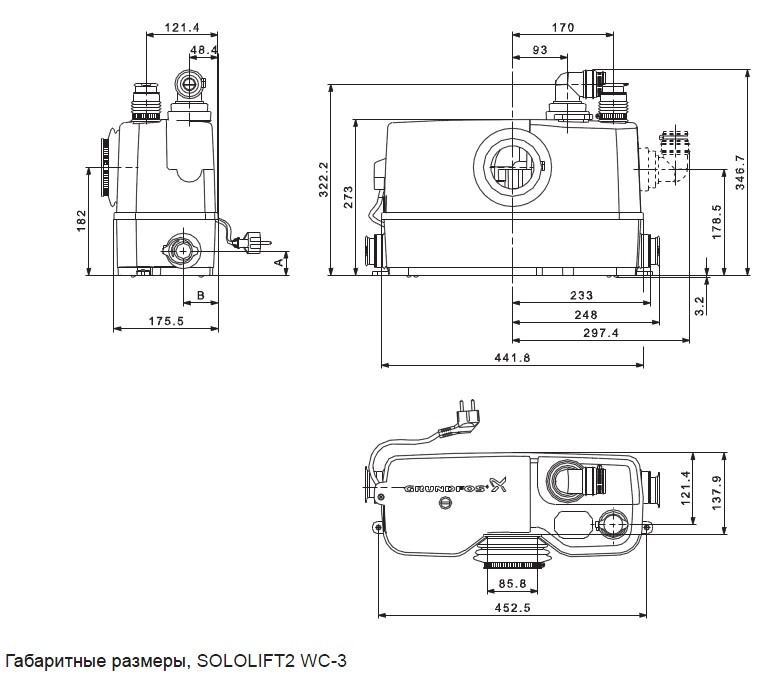 Канализационная установка Grundfos Sololift2 WC-3 - фото 4 - id-p69144181