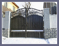 Ворота кованые зашитые распашные модель 56