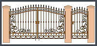 Ворота кованые ажурные с завитками модель 113