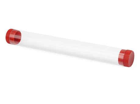 Футляр-туба пластиковый для ручки Tube 2.0, прозрачный/красный, фото 2