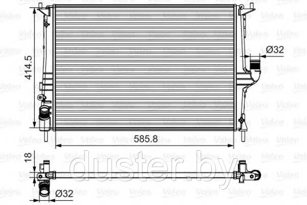 Радиатор охлаждения Renault Duster 1,6/2,0 с кондиционером VALEO (Франция)