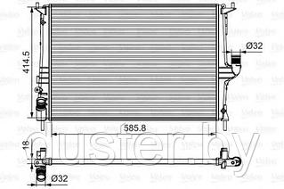 Радиатор охлаждения Renault Duster 1,6/2,0 с кондиционером VALEO (Франция)
