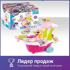 Игровой набор "Тележка-магазин сладостей my little pony" на колесах 901-578 свет+звук 43 предмета 