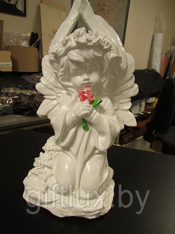 Ангел Крыло с цветком сувенир, гипс, 24см, фото 2