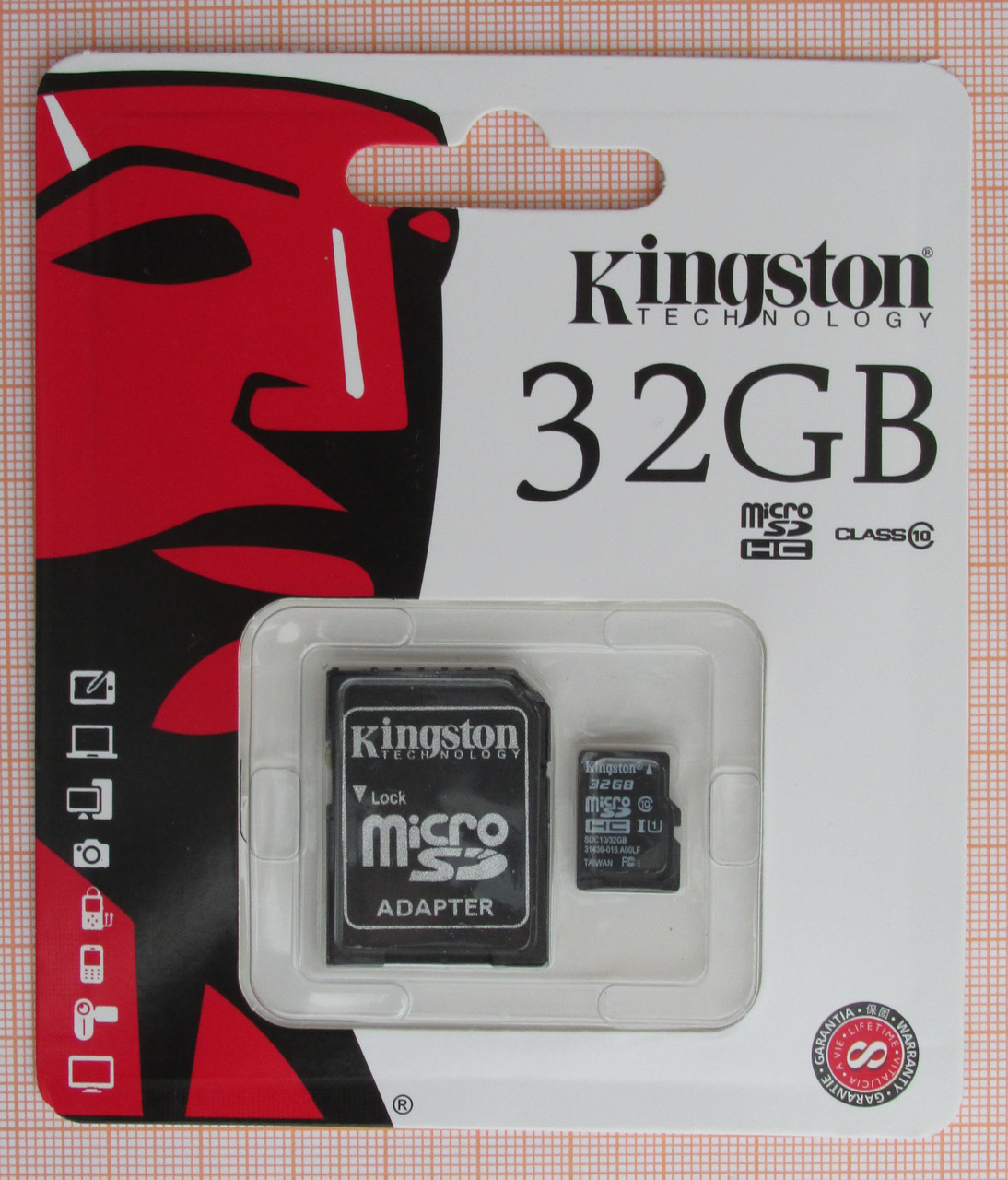 Флешка Kingston 32GB microSDHC class 10 + Adapter SDHC