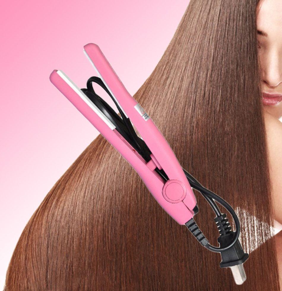 Профессиональный мини выпрямитель для волос Утюг розовый Керамика - фото 1 - id-p91225818