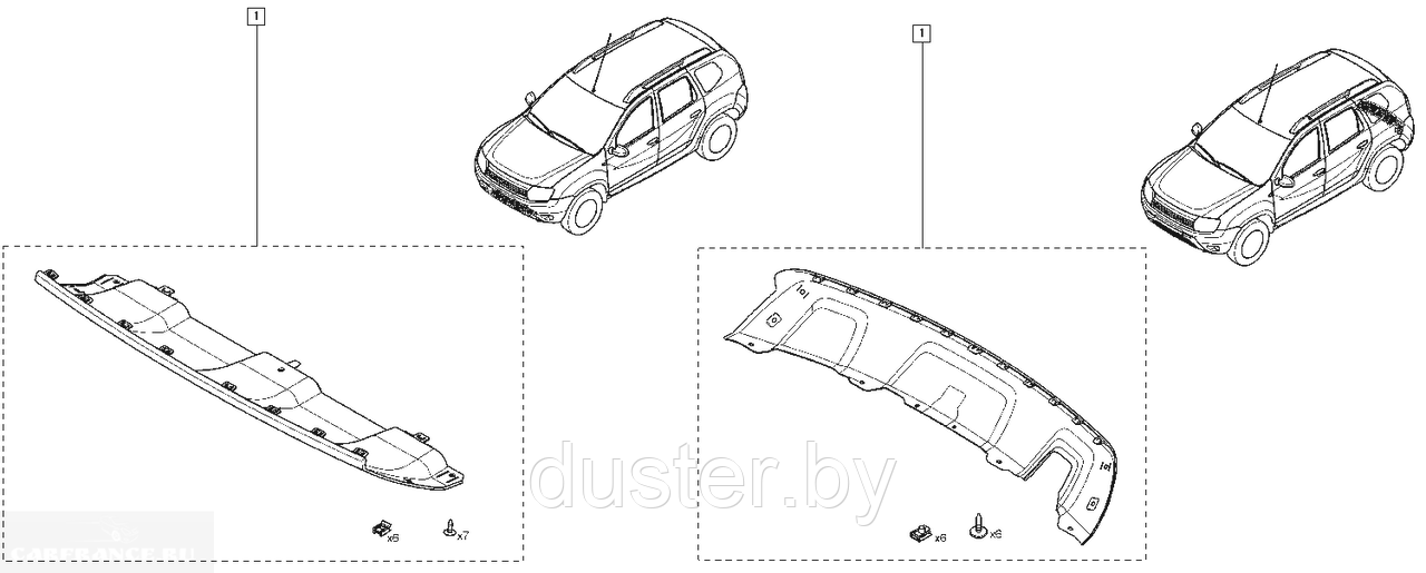 Накладка переднего бампера серебро (аэродинамический обвес) Renault Duster 2010-2014 (I поколение) - фото 3 - id-p91207582